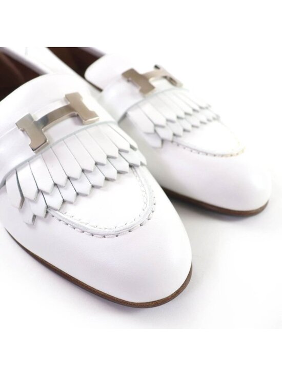Hermes Moccasins Paris Royale Silver Buckle with Fringe Leather Belt main image 11